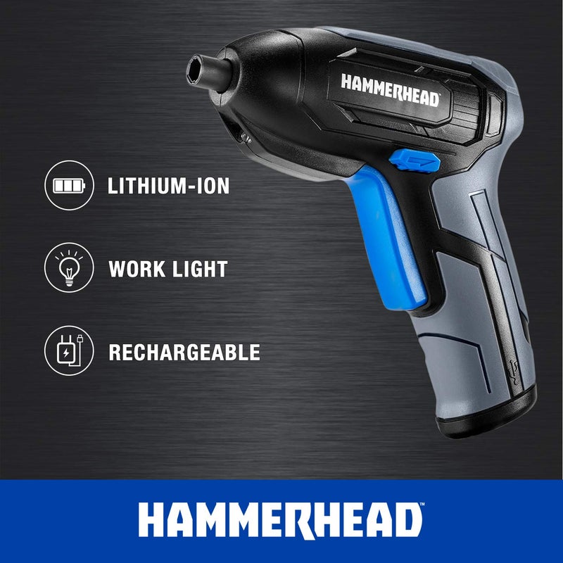Hammerhead Rechargeable 4V Cordless Screwdriver with 9pcs Bit â€“ HCSD040 - Image 3